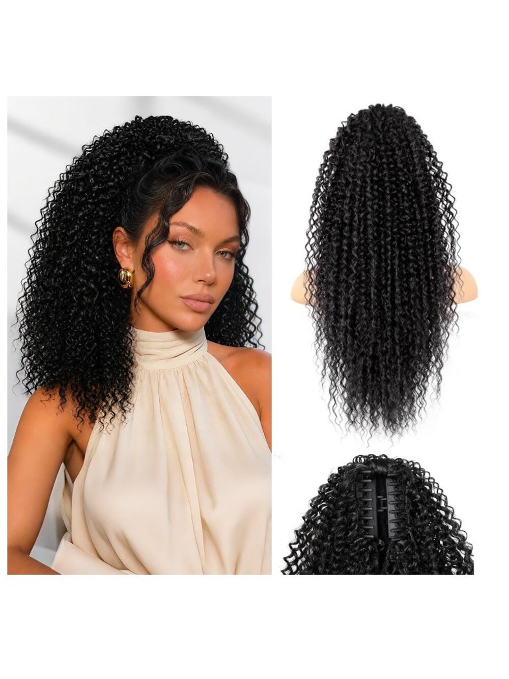 NEW 20" Ponytail Curly Claw Clip In Curls Voluminous Hairpiece Extension Volume
